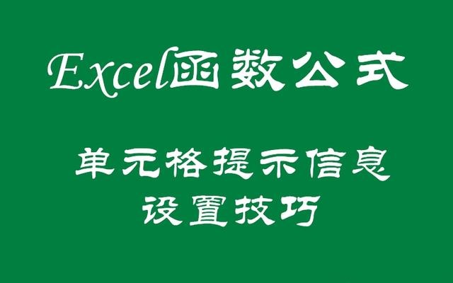 Excel 函数公式：单元格提示信息的设置，你真的会吗？