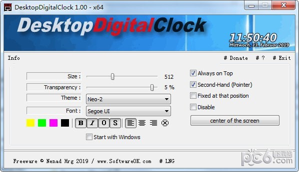 DesktopDigitalClock(桌面数字时钟) v2.12绿色版
