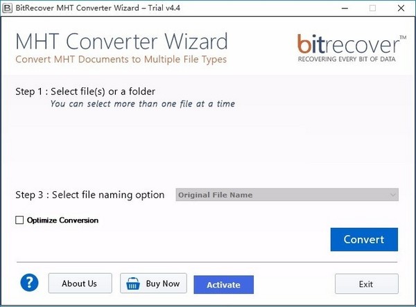 BitRecover MHT Converter Wizard